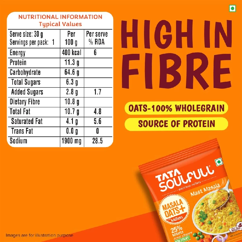 Tata Soulfull Masala Oats+ With Millets, 33 g-3.webp